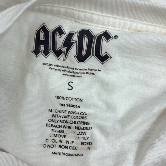 AC/DC Graphic Band T-Shirt Womens Size S White Lightning Bolt Print Perryscope - Picture 6 of 6